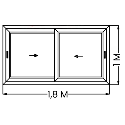 VENTANA PVC  2D (1.8X1) CORREDERA TERMOPANEL BLANCA